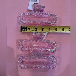 3 Extra Large Iridescent Pink Hair Claw Clip